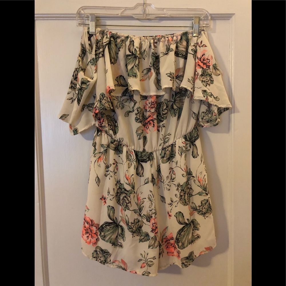 Floral romper, off shoulders size small